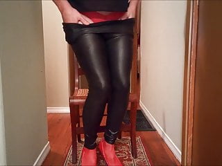Sl4Ua Holly In Faux Leather And Red Heels free video