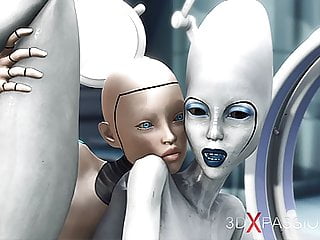 Female Sex Android Plays With An Alien In The Sci-Fi Lab free video