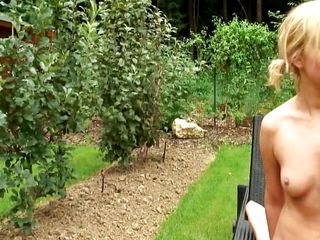 Sweet Blonde Babe From France Fucking In The Backyard free video